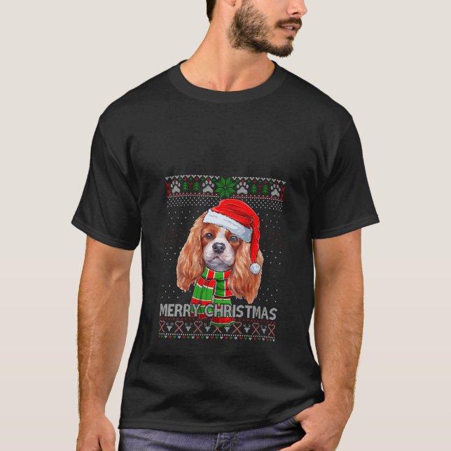 Funny Santa Cavalier Kung Scarf Älskare Ugly Chris T Shirt (Framsida)