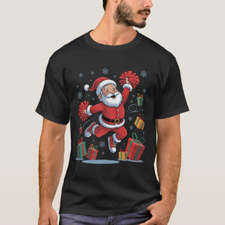 Funny Santa Cheering Cheerleading Christmas Xmas P T Shirt
