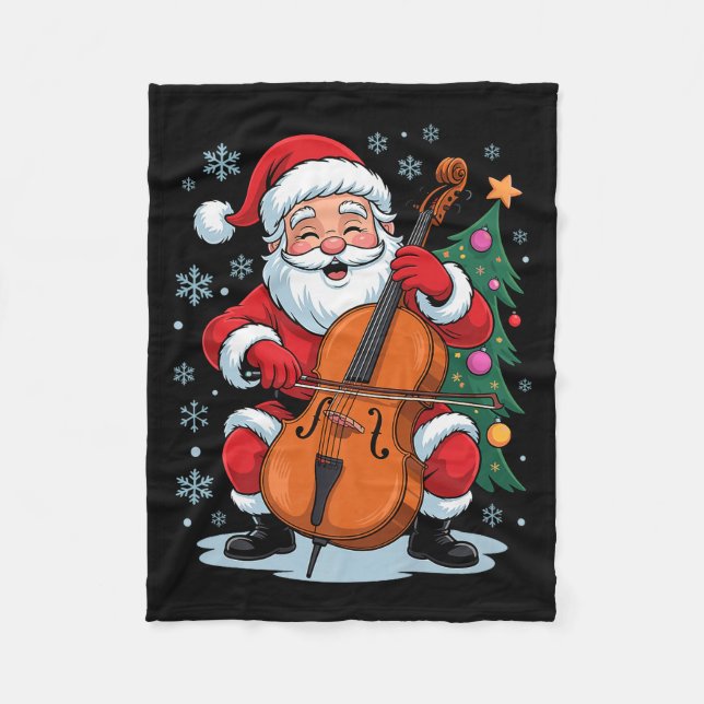 Funny Santa Christmas Design Cello Holiday Xmas Pa Fleecefilt (Framsidan)
