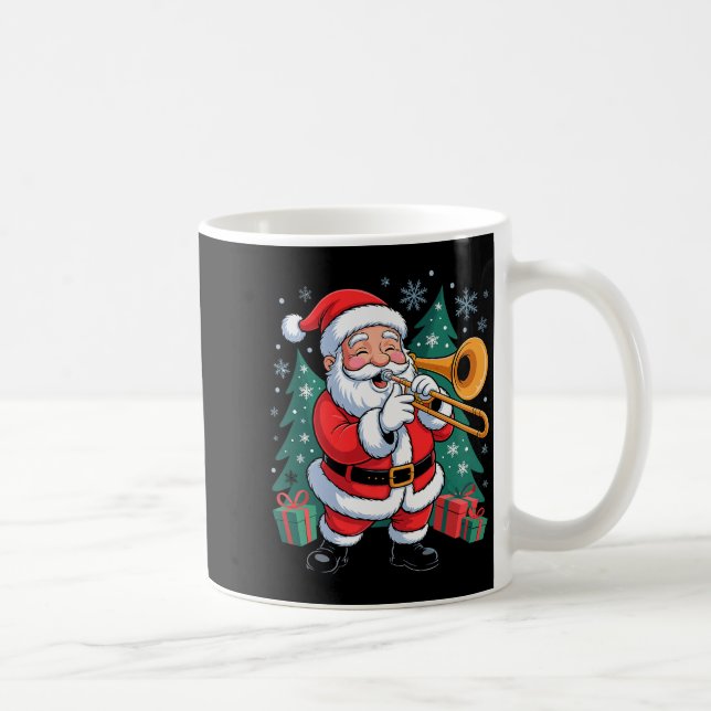 Funny Santa Christmas Design Trombone Holiday Xmas Kaffemugg (Höger)