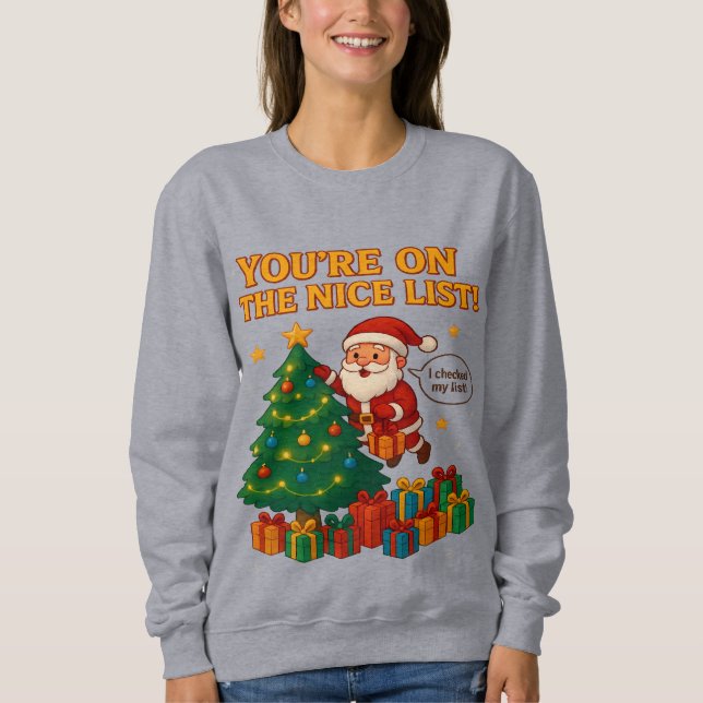 Funny Santa Christmas Hoodie Women – Holiday Gift T Shirt (Framsida)