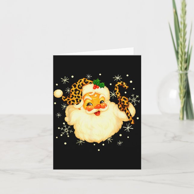 Funny Santa Claus Face Christmas Xmas Leopard Sant Kort (Framsida)