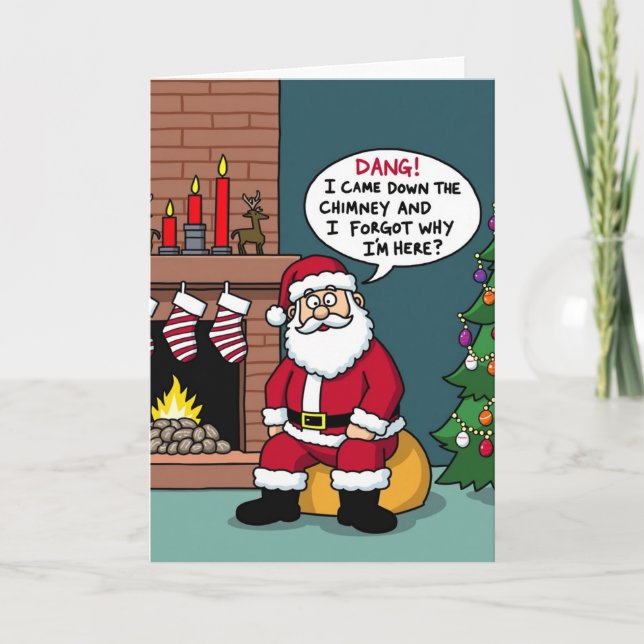 Funny Santa Claus Forgot Why He is Here Christmas  Kort (Framsida)