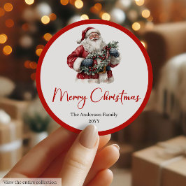 Funny Santa Claus Gift Label for Christmas Party Runt Klistermärke