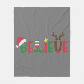 Funny Santa Claus Hat Believe Snowflakes Christmas Fleecefilt