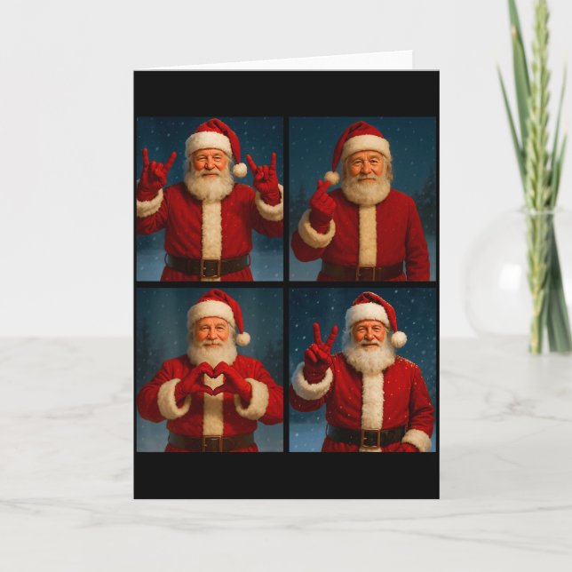 Funny Santa Claus Heart And Peace Sign Retro Chris Kort (Framsida)