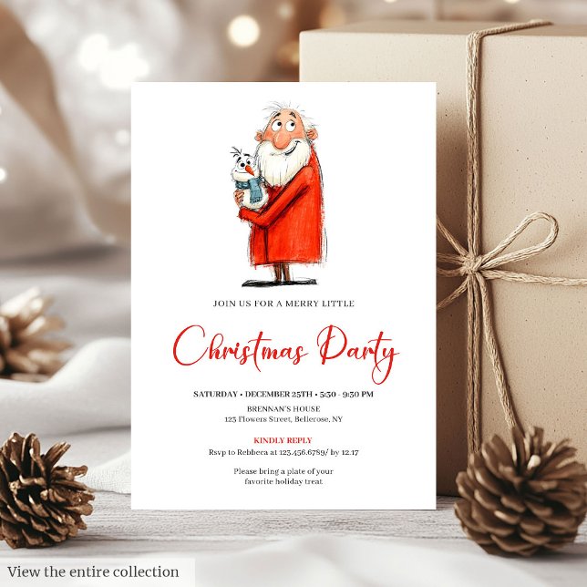 Funny Santa Claus Holiday Dinner Party Invitation Inbjudningar (Funny Santa Claus Holiday Dinner Party Invite)