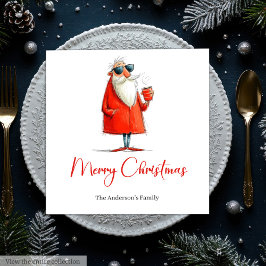 Funny Santa Claus Minimalist Christmas Dinner  Pappersservett