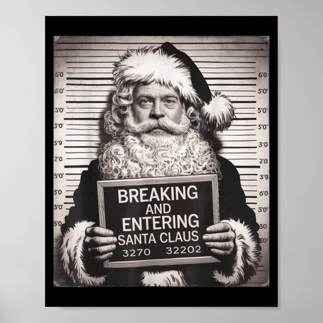Funny Santa Claus Mugshot Christmas – Santa Xmas  Poster (Framsidan)