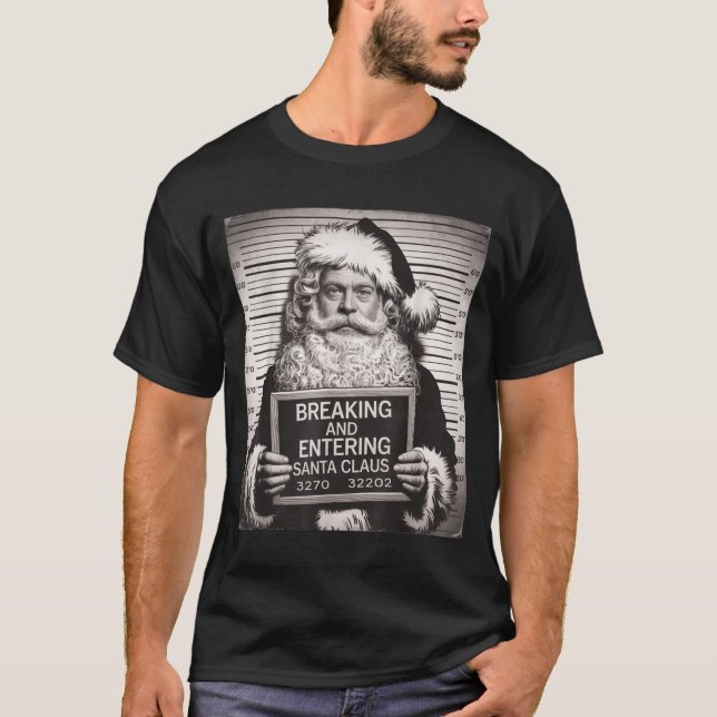 Funny Santa Claus Mugshot Christmas – Santa Xmas  T Shirt (Framsida)