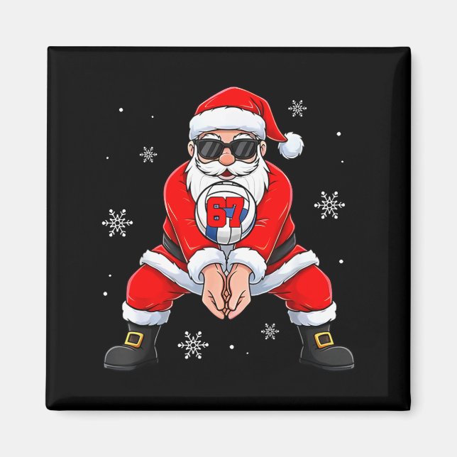 Funny Santa Claus Playing Volleyball Six Seven Chr Magnet (Framsidan)