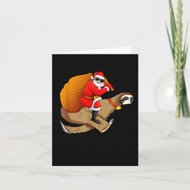 Funny Santa Claus Riding Sloth Christmas Boys Men  Kort (Framsida)