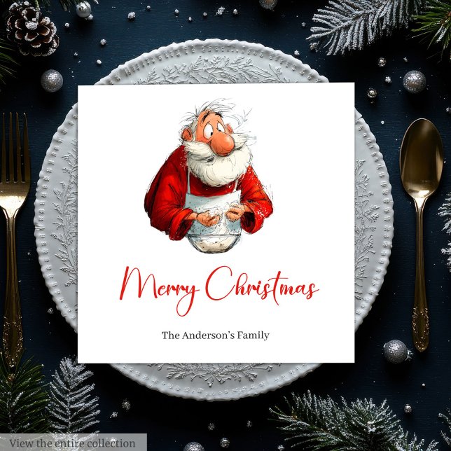 Funny Santa Claus Watercolor Christmas Dinner  Pappersservett (Funny Santa Claus Watercolor Christmas Dinner Napkins

)