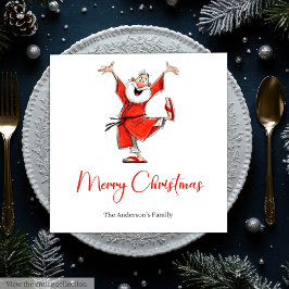 Funny Santa Claus Watercolor Holiday Napkins Pappersservett