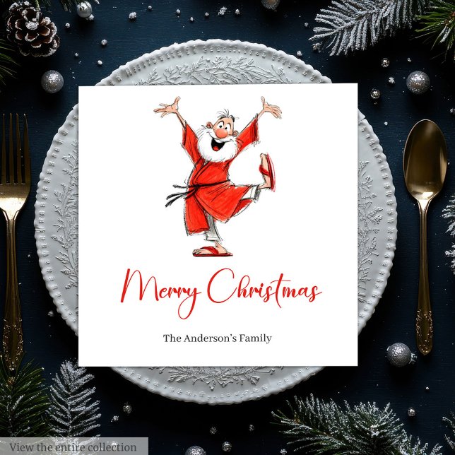 Funny Santa Claus Watercolor Holiday Napkins Pappersservett (Funny Santa Claus Watercolor Holiday Napkins)