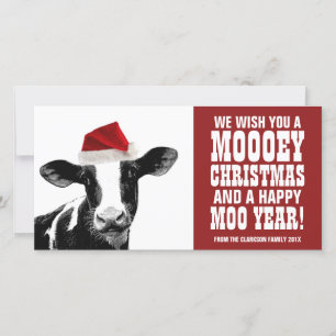 Funny Santa Cow Mooey jul Dairy Farm Julkort