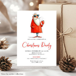 Funny Santa Custom Holiday Cocktail Invitation Inbjudningar