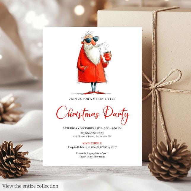 Funny Santa Custom Holiday Cocktail Invitation Inbjudningar (Funny Santa Custom Holiday Cocktail Invitation)