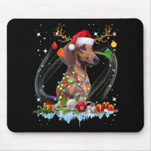 Funny Santa Dachshund Reindeer Light jul Musmatta