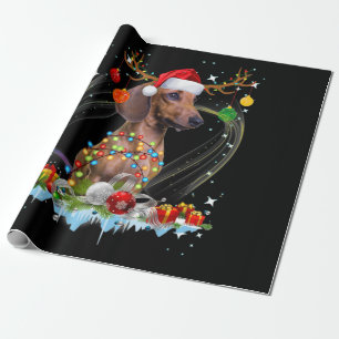 Funny Santa Dachshund Reindeer Light jul Presentpapper