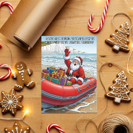 Funny Santa Dinghy Christmas  Julkort