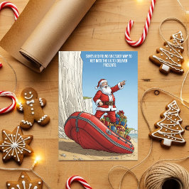 Funny Santa Dinghy Christmas  Julkort