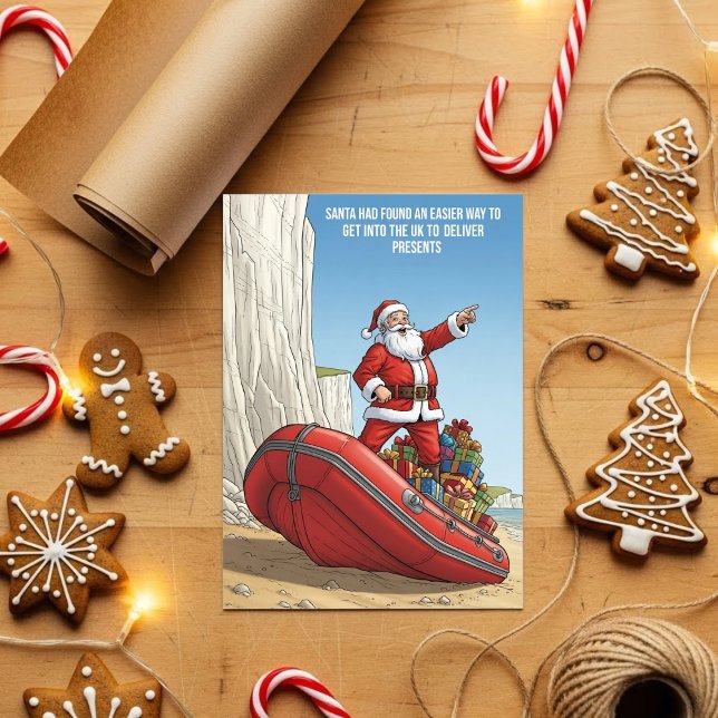 Funny Santa Dinghy Christmas  Julkort (Skapare uppladdad)