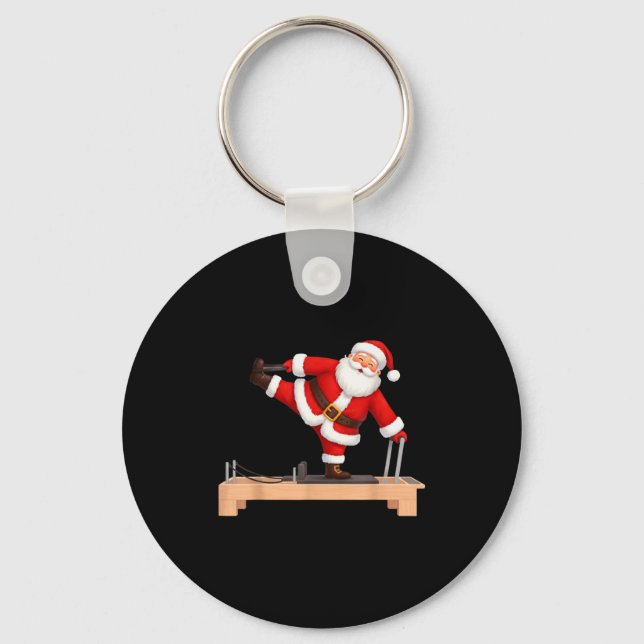 Funny Santa Doing Reformer Lates Christmas Xmas La Nyckelring (Framsida)