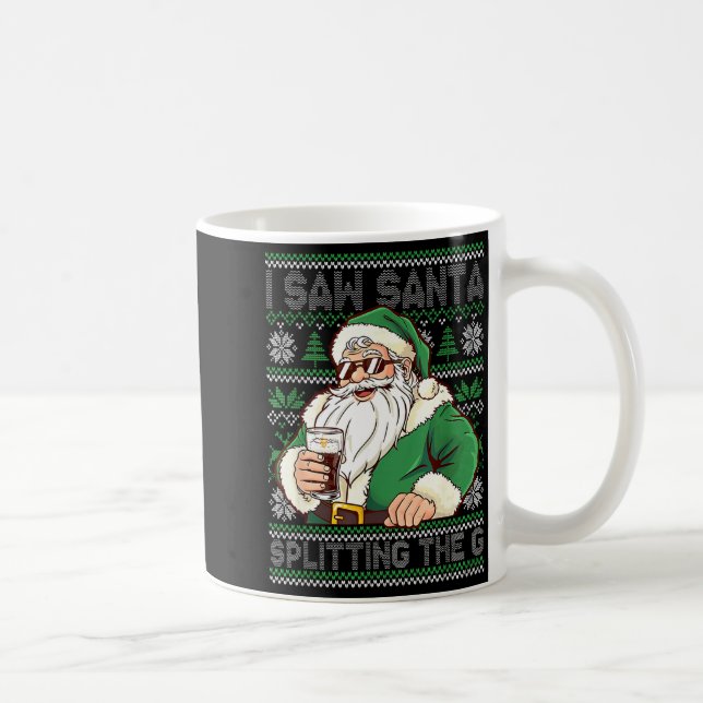 Funny Santa Drinking Beer Splitting G Christmas Ad Kaffemugg (Höger)