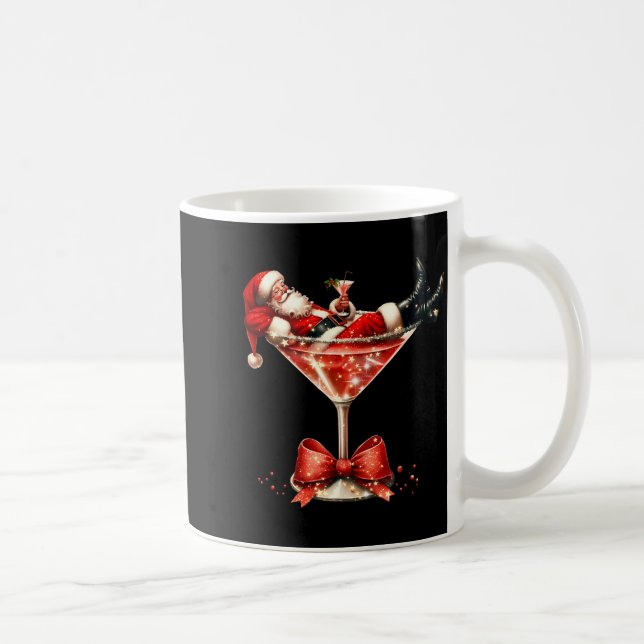 Funny Santa Drinking Martini Christmas Humor Men W Kaffemugg (Höger)
