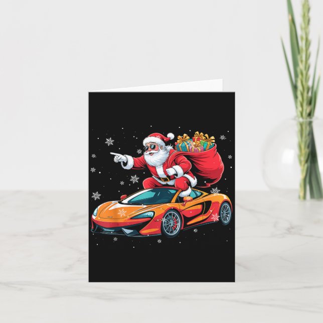 Funny Santa Driving Srt Car Xmas Pajama Christmas  Kort (Framsida)