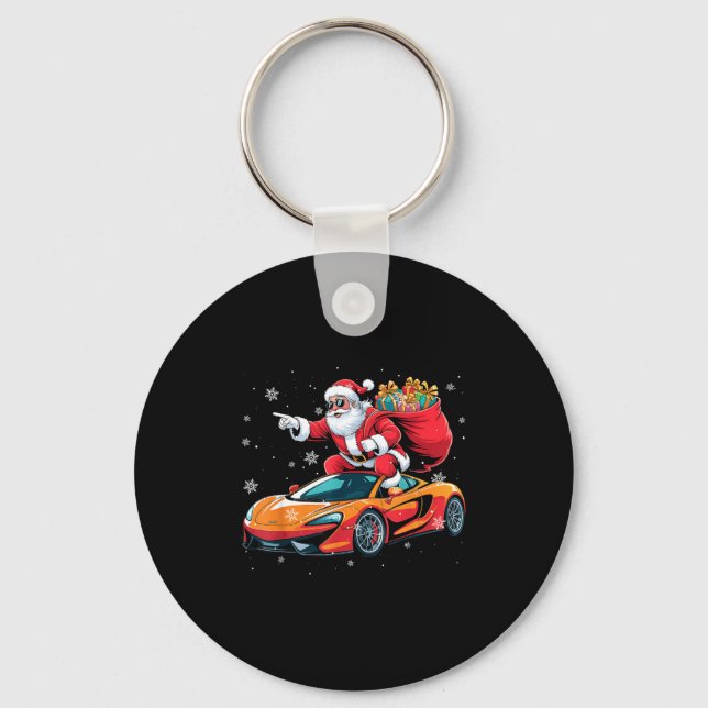 Funny Santa Driving Srt Car Xmas Pajama Christmas  Nyckelring (Framsida)