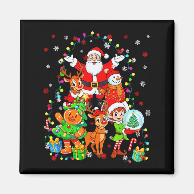 Funny Santa Elf Snowman Reindeer Gingerbread Chris Magnet (Framsidan)