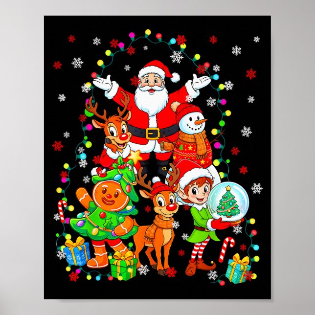 Funny Santa Elf Snowman Reindeer Gingerbread Chris Poster (Framsidan)