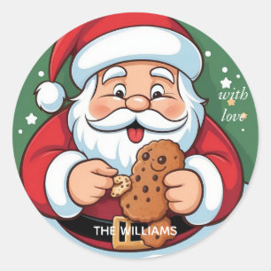 Funny Santa Festive Cookie Helgdag Runt Klistermärke
