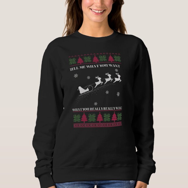Funny Santa Flies Reindeer Ugly Sweater T Shirt (Framsida)