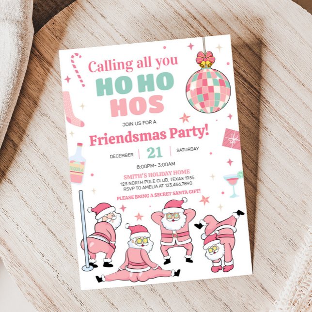 Funny Santa Friendsmas jul Party Inbjudningar (Santa Funny Friendsmas Christmas Party Invitation
)