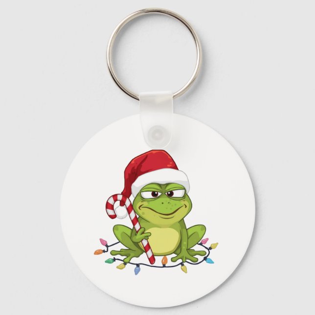 Funny Santa Frog Christmas Shirt - Cute Frog with  Nyckelring (Framsida)