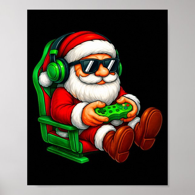 Funny Santa Gaming Gamer Pajamas Pjs Christmas Xma Poster (Framsidan)