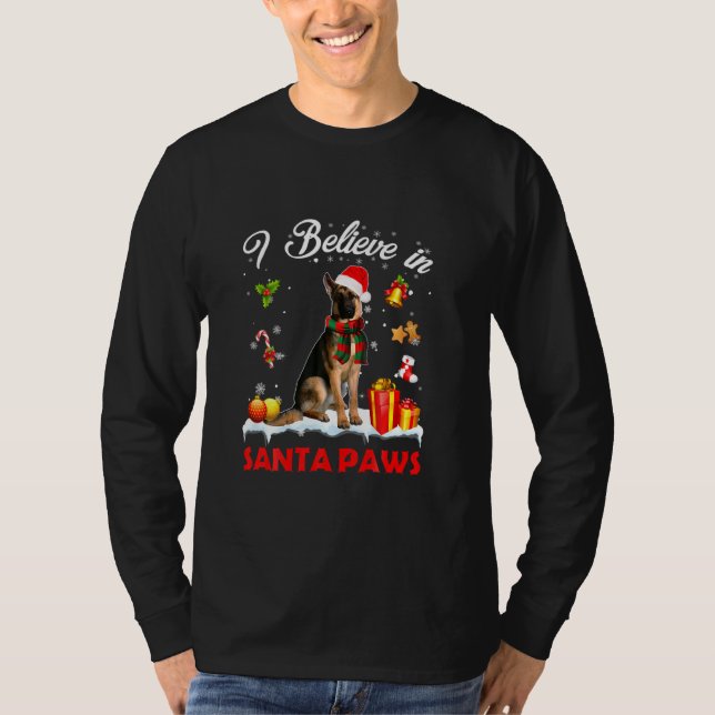 Funny Santa German Shepherd Claus Hund jul De T Shirt (Framsida)