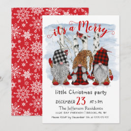 Funny Santa Gnomes God jul Little Party Inbjudningar