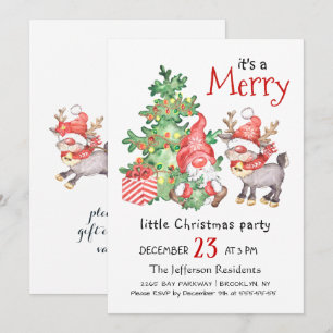 Funny Santa Gnomes God jul Little Party Inbjudningar
