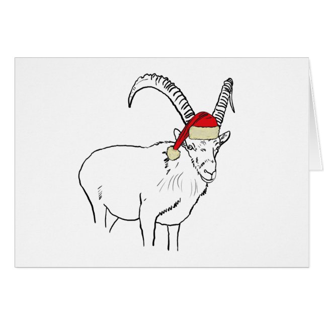 Funny Santa Goat Teckning Hälsningskort (Framsidan Horizontal)