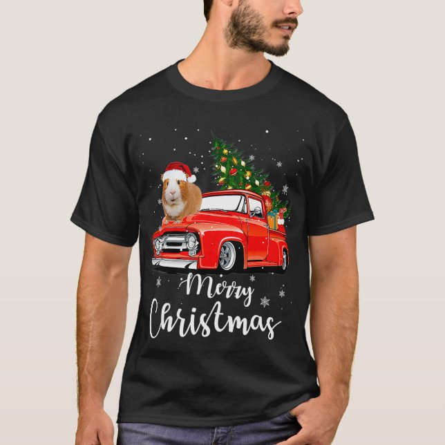 Funny Santa Guinea Gris Riding Red Lastbil Merry C T Shirt (Framsida)