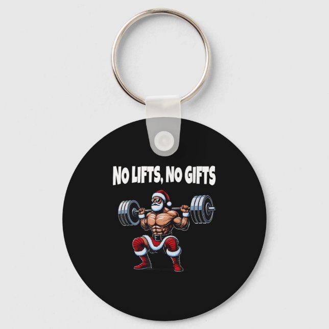 Funny Santa Gym Lyfts Swole Santa Ugly jul Nyckelring (Framsida)