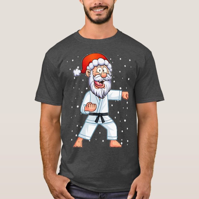 Funny Santa Hat Christmas Karate Kids  For Boys T Shirt (Framsida)