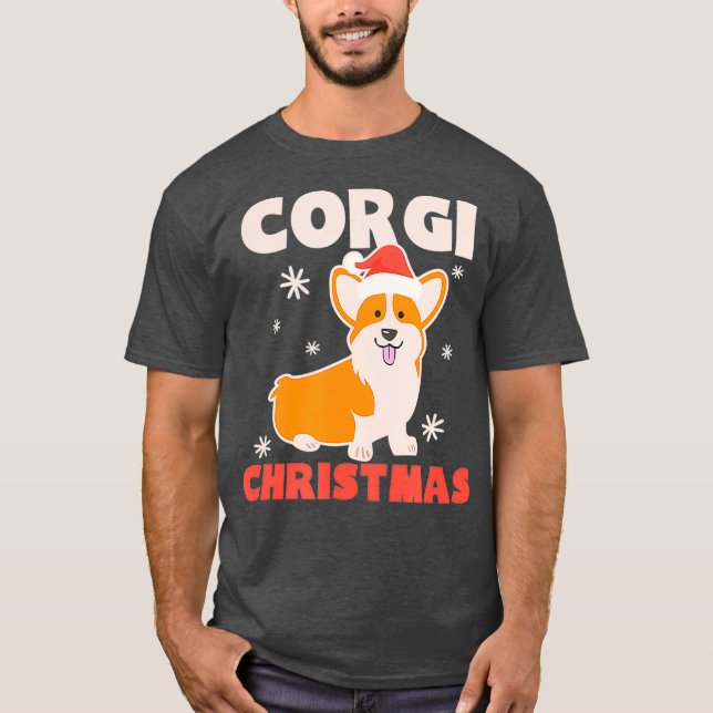 Funny Santa Hat Design Corgi jul T Shirt (Framsida)