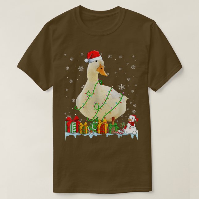 Funny Santa Hat Duck Christmas Lights Animals Love T Shirt (Design framsida)