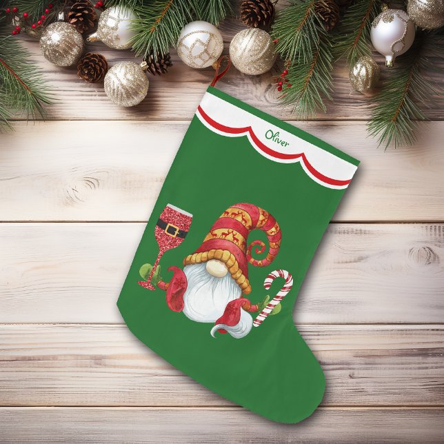 Funny Santa Hat Gnome Stor Julstrumpa (Skapare uppladdad)