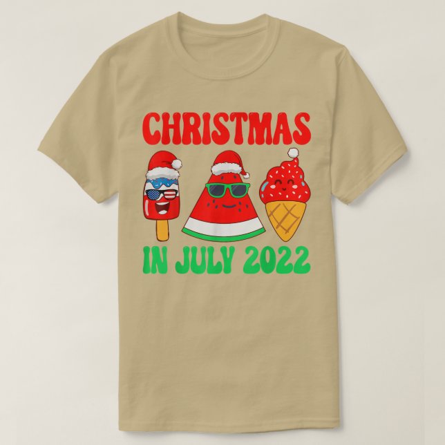 Funny Santa Hat Sunglasses Summer Christmas In Jul T Shirt (Design framsida)